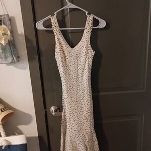 Cream and Black Polka Dot Maxi Dress